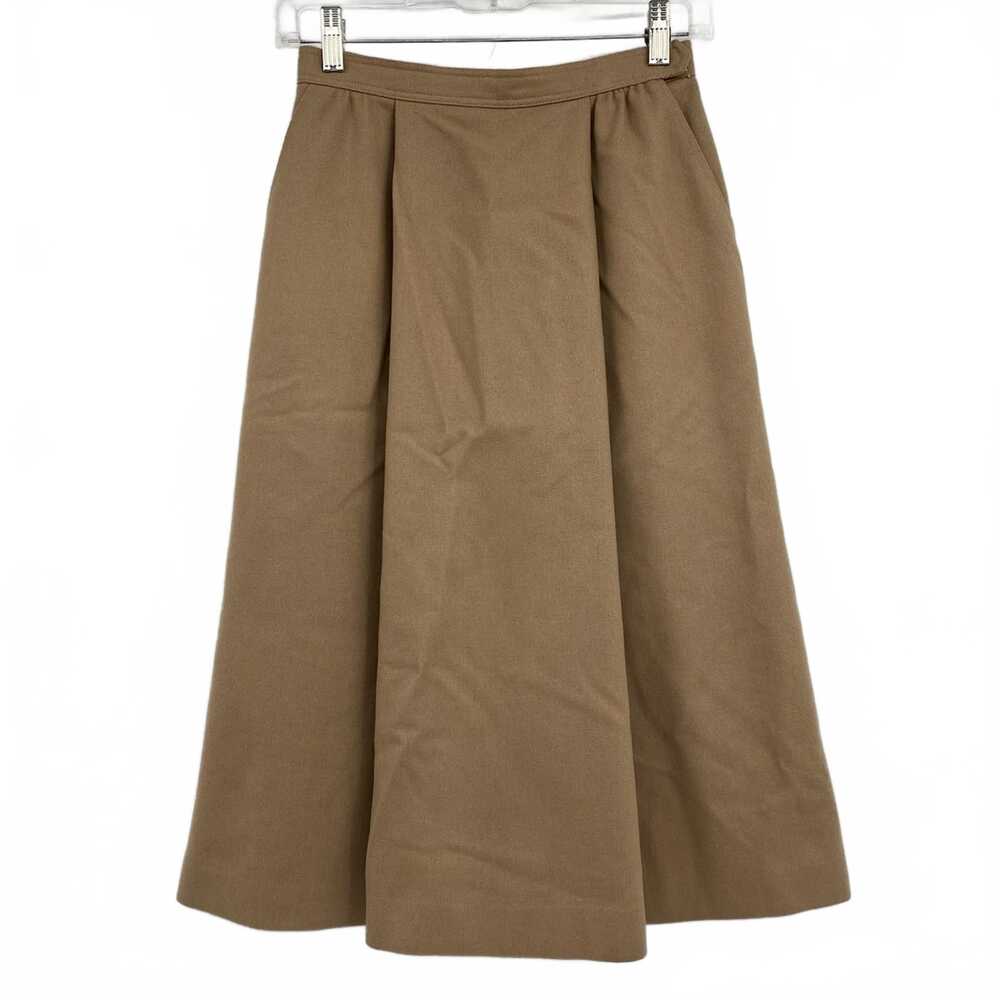 Nordstrom Tan Vintage Wool Pleated Midi Skirt | Women’s Size 4 Regular